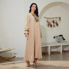 Beige Embroidered Abaya