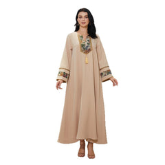 Beige Embroidered Abaya