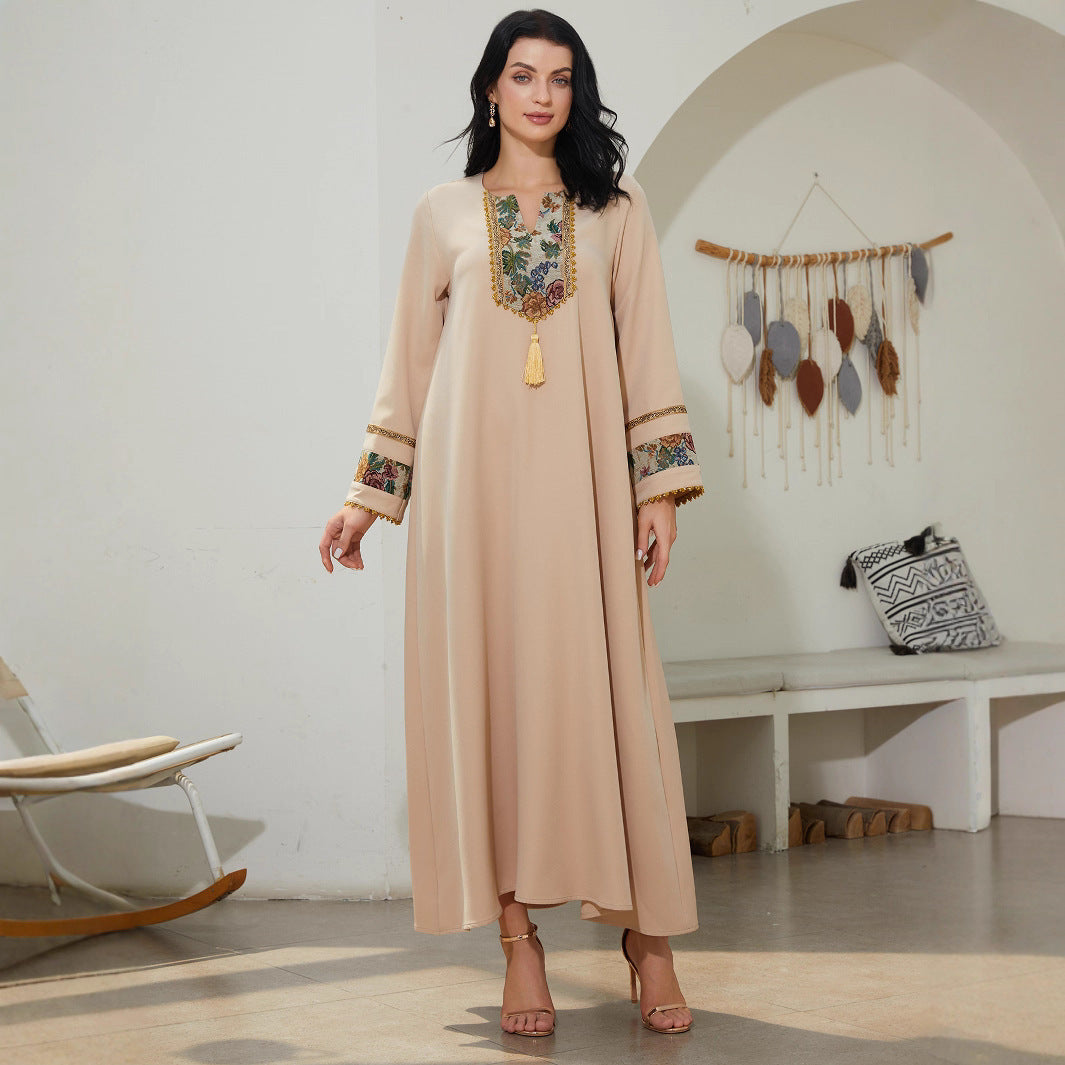 Beige Embroidered Abaya